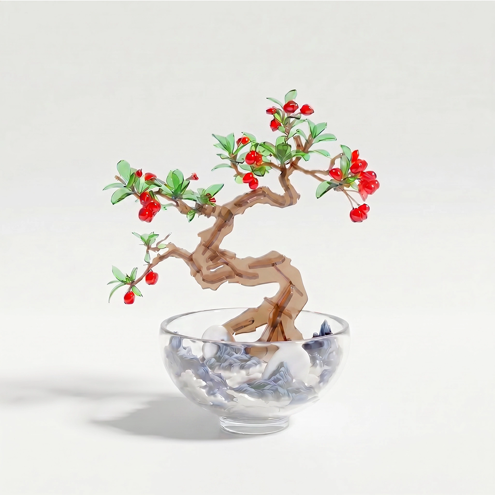 Maple bonsai kit — autumn, translucent acrylic on white
